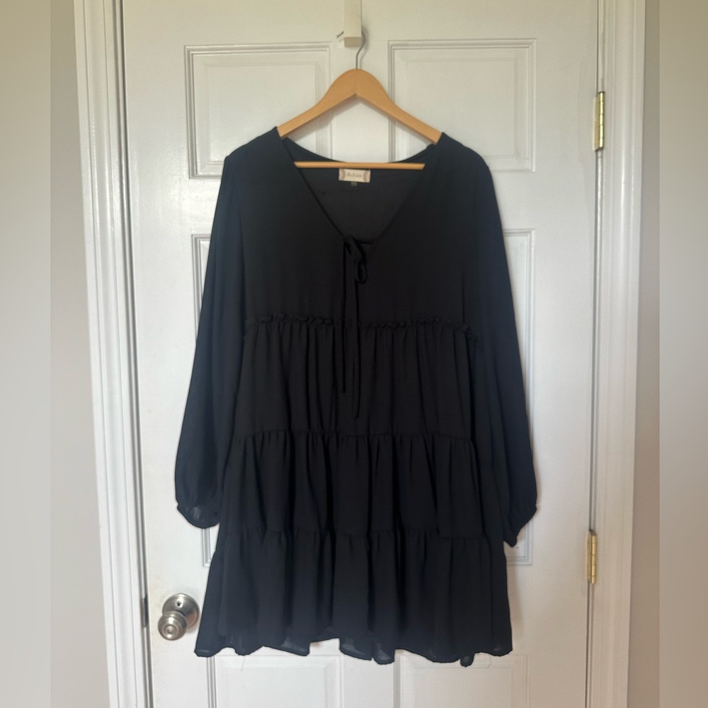 Altard State Long sleeved Black ruffle dress Size Large